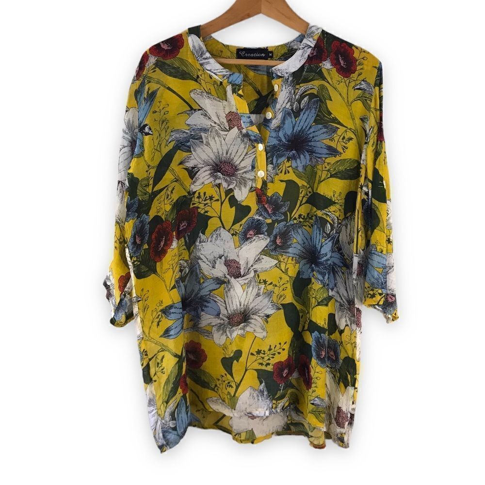 Creation oversized button down‎ floral print top size M